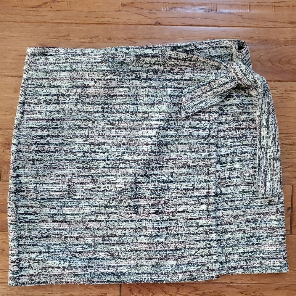 Loft Tweed Faux Wrap Mini Skirt